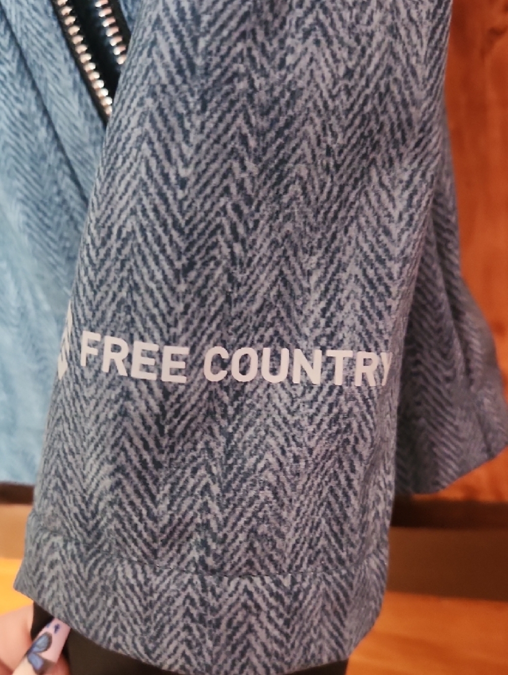 NWOT Free Country Women's Heathered Navy Hooded Zip Jacket - Picture 4 of 8